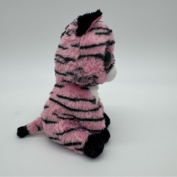 TY Beanie Zoey Zebra Plush 6" Pink Black Stuffed Zoo Animal Glittery Eyes NO Tag - Picture 3 of 5